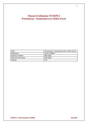 دليل الإجراءات الخاص بإرسال العروض باستعمال fichier excel